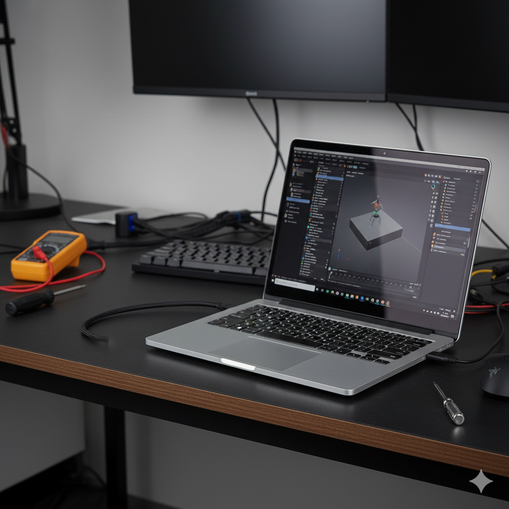 لپ‌تاپ متصل به کیس eGPU از طریق کابل Thunderbolt