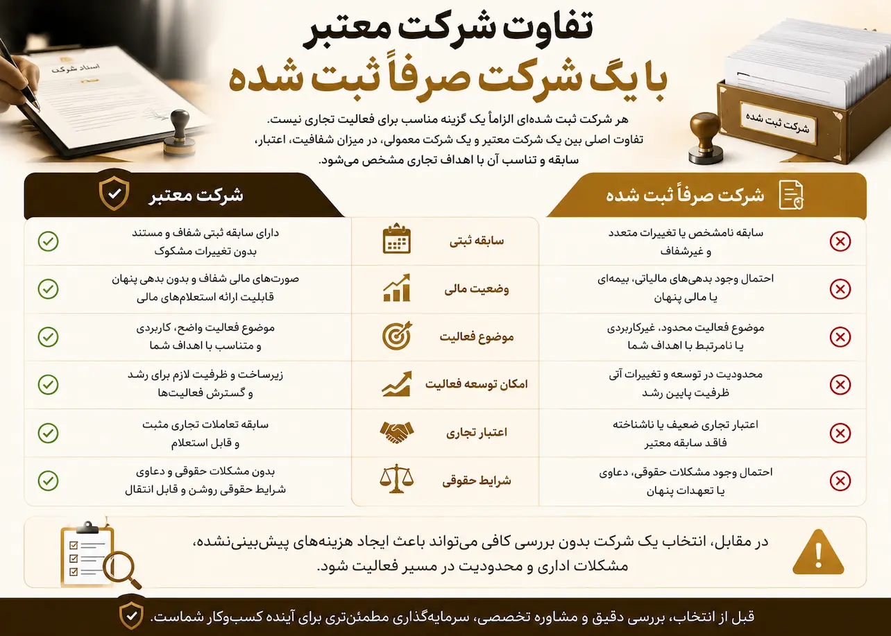 تفاوت شرکت ثبت شده معتبر با یک شرکت صرفا ثبت شده